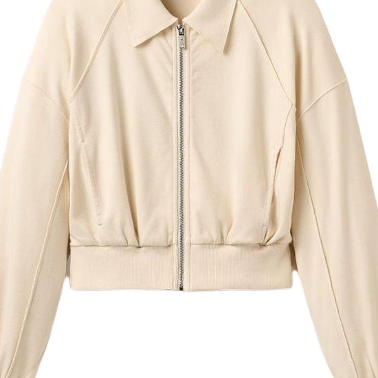 UGG Solid Color Zipper Collar Pocket Long Sleeve Jacket Women jackets 1171485-CRM