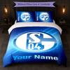 Schalke 04 FC Custom Name Text Bedding Set 1 Duvet Cover+2 Pillowcases Soccer Logo Personalized Gift For Special Occasion Bedroom Decor