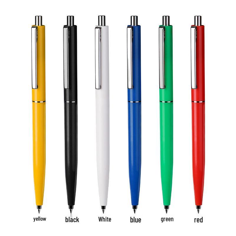 Three-Pack Retro Push-Button Pens: Slim Barrel, Neutral Colors, Logo Customizable; Ideal for Students, Offices, and Promotions.