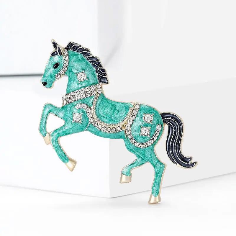 1Pc Horse Brooch Cartoon Alloy Cute Rhinestone Gift Pin Enamel