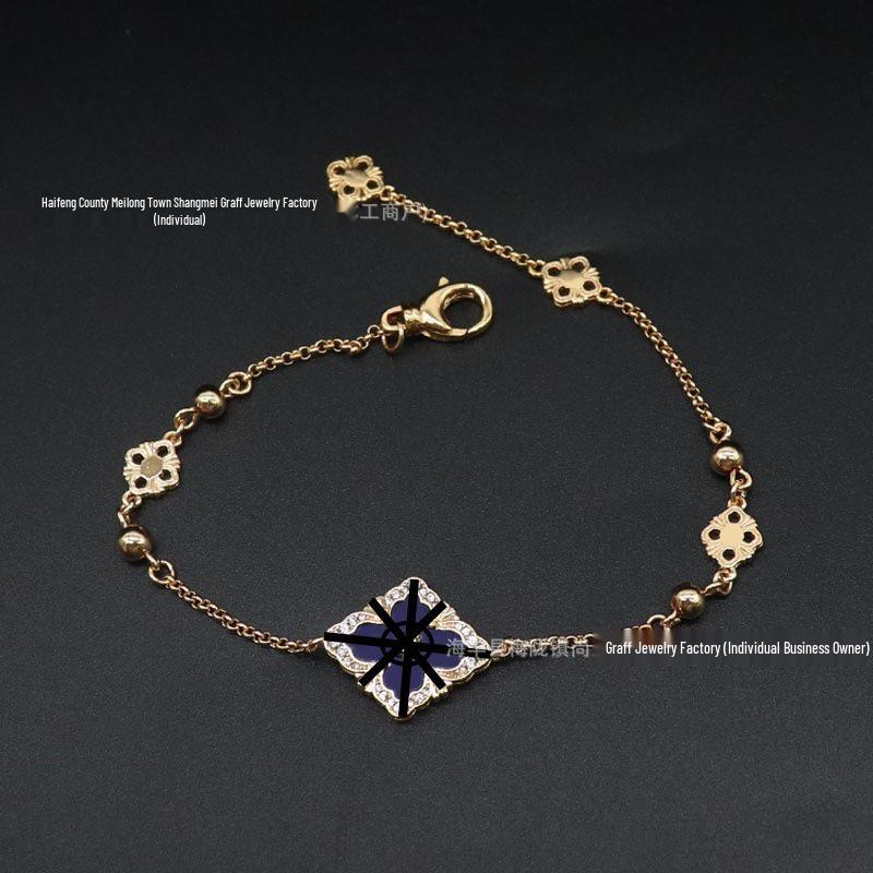 High-End Buccellati Four-Leaf Clover Diamond Inlaid Bracelet - Opera Court Style, Handmade Luxury Women's Jewelry