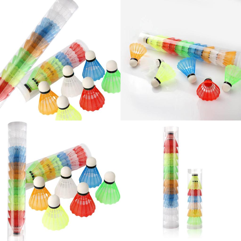 Jenorway Bunte Plastik-Badmintonbälle im Eimer Ideal für Kinder Schaumstoffballköpfe Vollrund Federstil