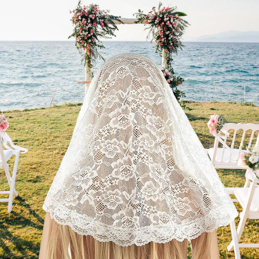 Welon Ślubny Panna Młoda Wyszukana Koronka Kwiatowa Mantilla Krótki Wieczór Panieński Welon Panny Młodej Party Szalik na Głowę Nakrycie Głowy