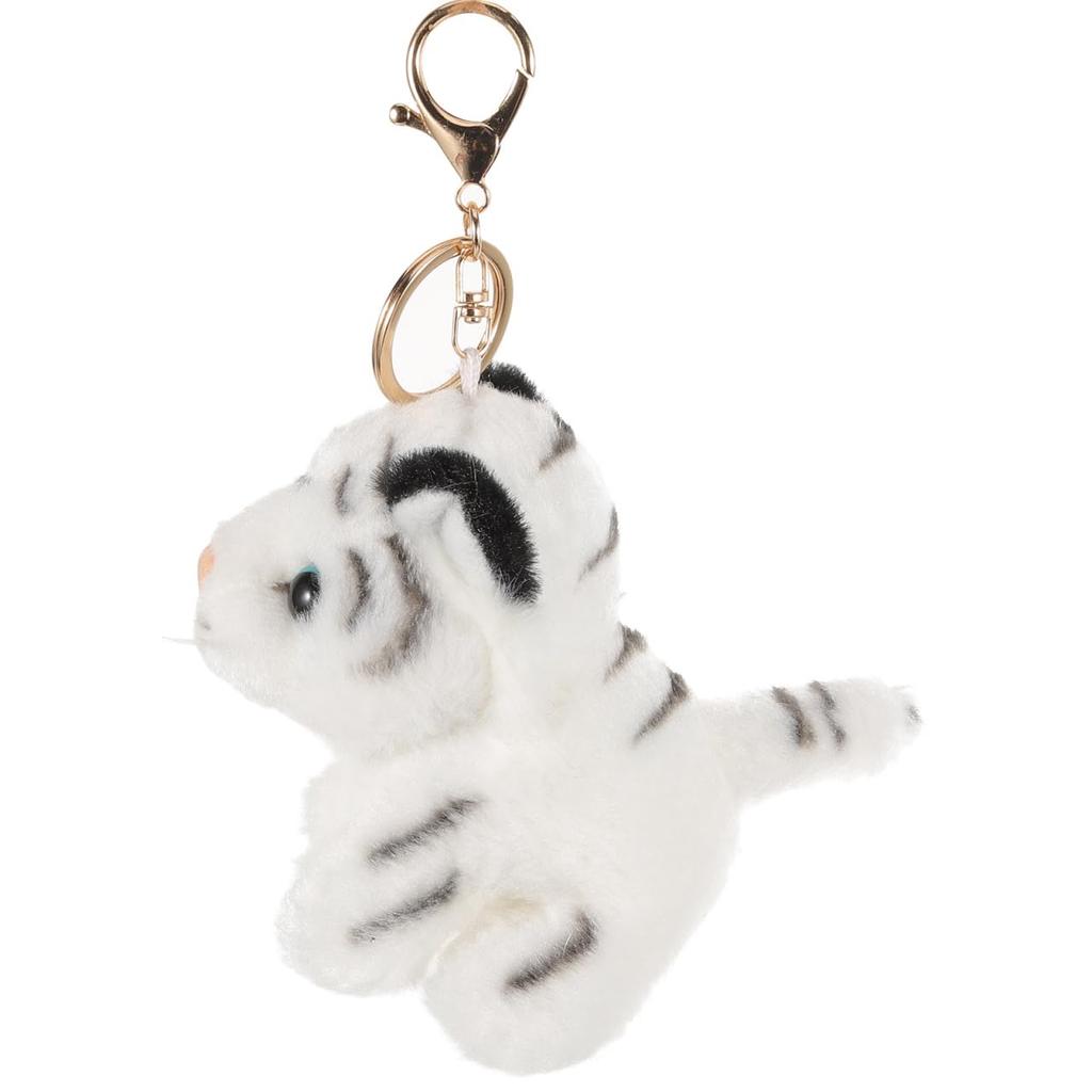 Alipis White Tiger Plush Keychain, White Tiger Mascot, Bag Charm, Cute Fluffy Animal Strap, Keys, Backpack Decoration, Gift (11cm)