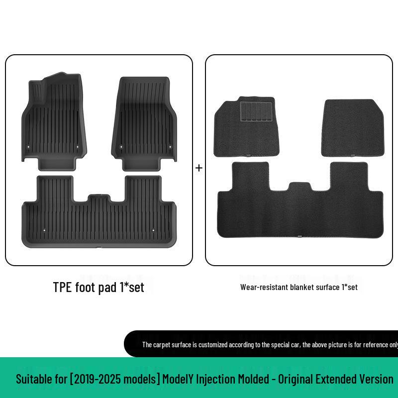 Eco-Friendly TPE Car Floor Mats for 2019-2025 Tesla Model Y, Left/Right Drive.