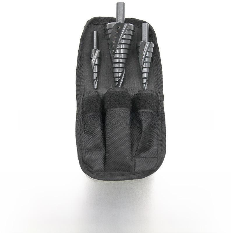 3-Piece Titanium-Coated Spiral Groove Step Drill Set with Triangular Handle