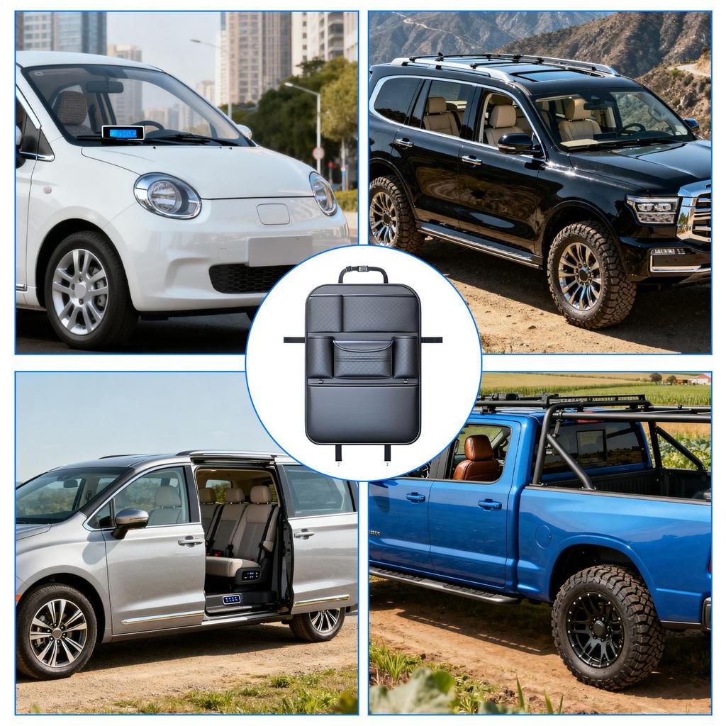 Back Seat Storage Organizer Scratch-Resistant Large Capacity Back Seat Organizer Kick Mats For Trailer Truck Sedan Pickup