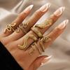HNSP Vintage Long Snake Ring Set For Women Gothic Black Gold Copper Color Adjustable Finger Zircon Accessories Female Gift