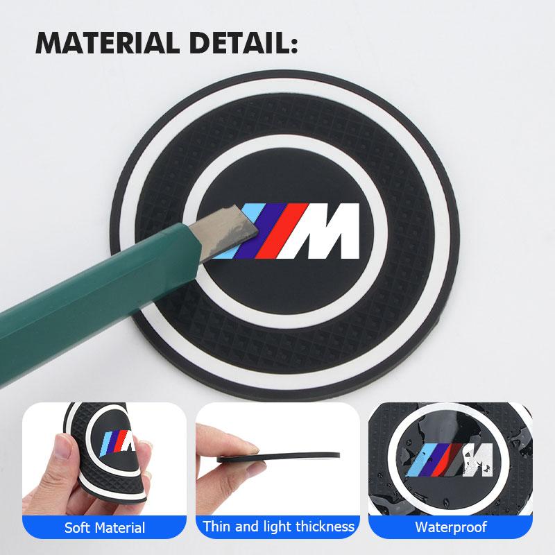 For BMW 2pcs Silicone Car Anti-Slip Water Cup Pads Durable Car Cup Holder Mat Performance X1 X3 X5 E39 E46 E90 F20 E60 F30 M3 M5