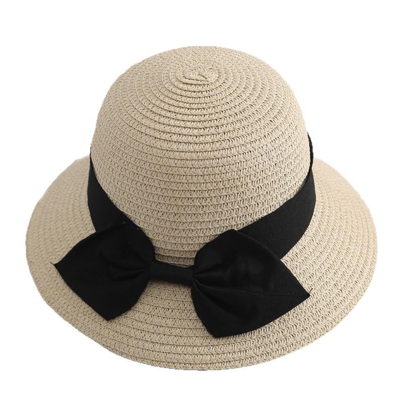 Summer hat female sunshade sunscreen straw straw hat seaside beach sun hat bow basin hat