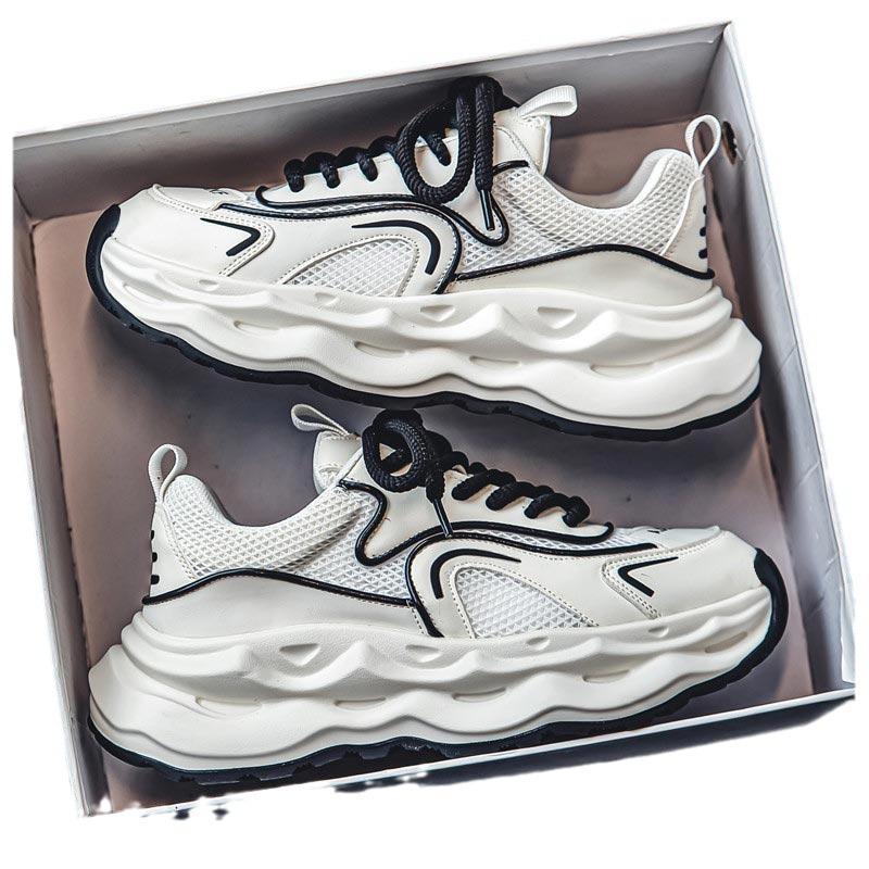 Spring new thick-soled heightening men's sports shoes trendy mesh breathable dad shoes personalized fried street men's shoes