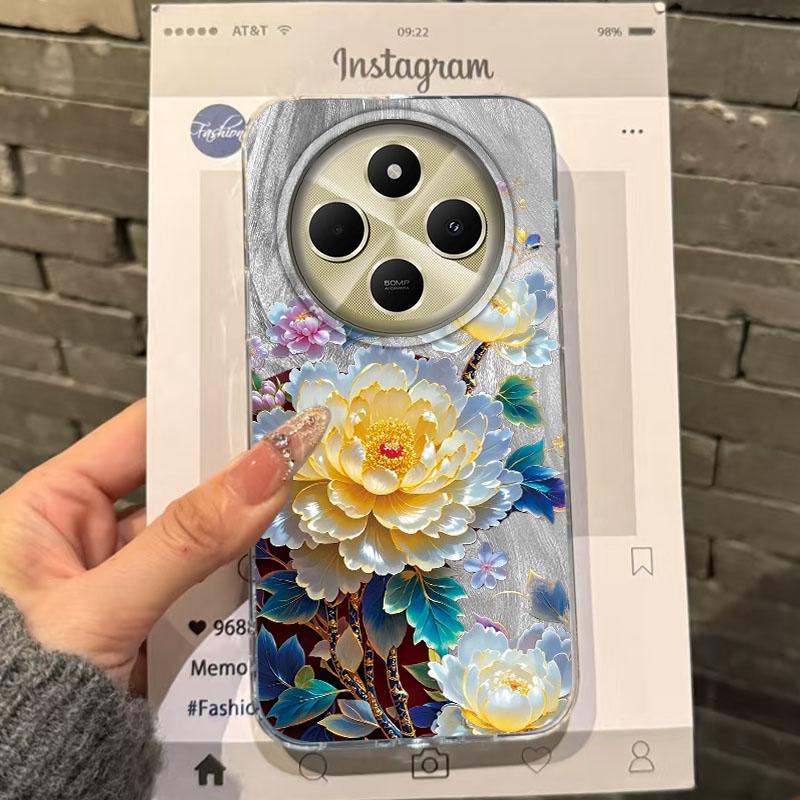 

Роскошный чехол для телефона с синими цветами для девочек и женщин для Xiaomi Poco X7 Pro X3pro X5 M6 X6 X3 NFC M5s M6 C75 C61 Бампер Fundas Обложка Redmi Note 12 5G белый