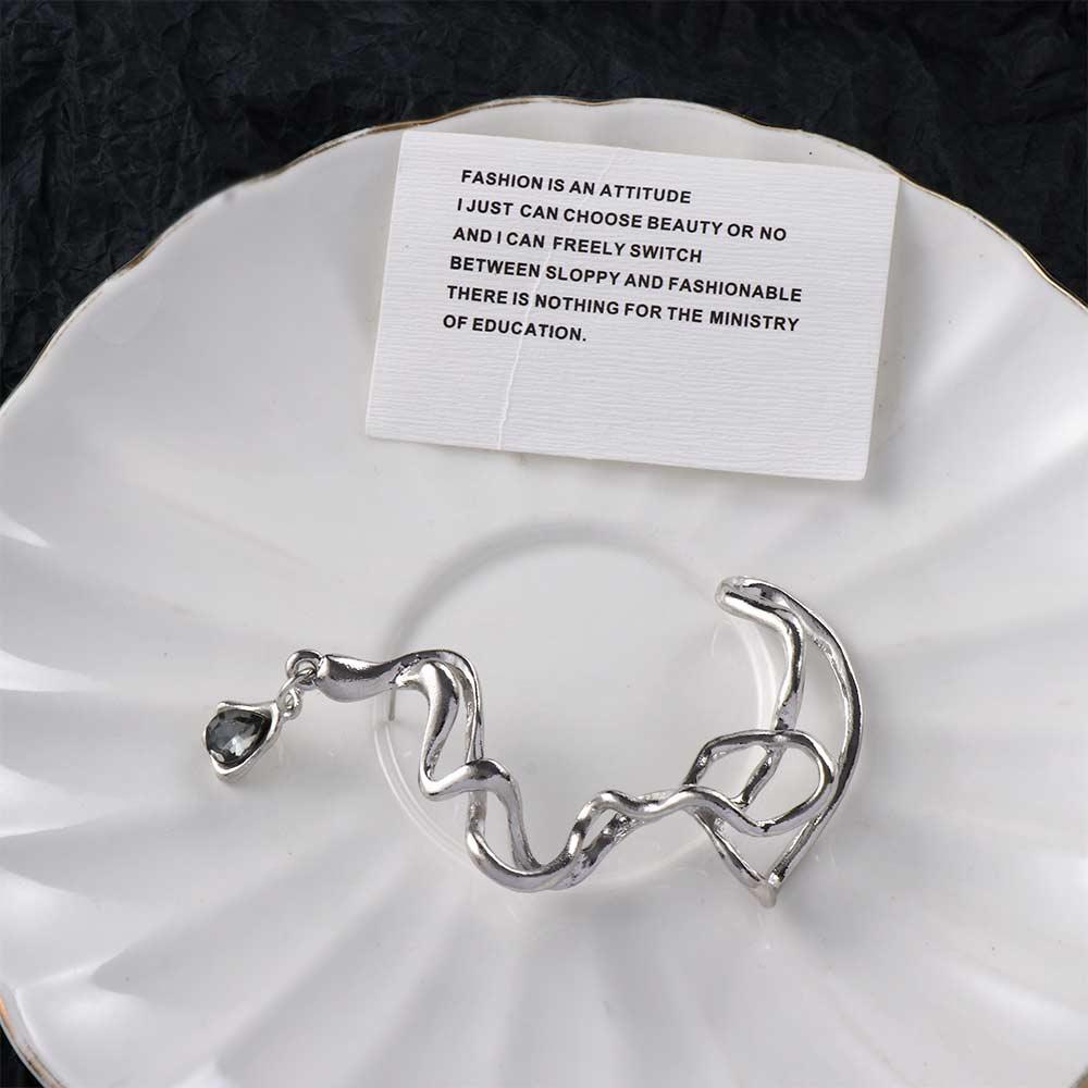 Color Zinc Zinc Alloy Rhinestone Irregular Earrings Women Clip Earrings Korean Style Jewelry Snake Ear Hook