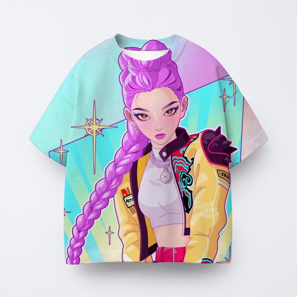 

Kids T-shirts Kpop Witch Hunting Group 3D Animal Printed Loose Short Sleeved T-shirt 160