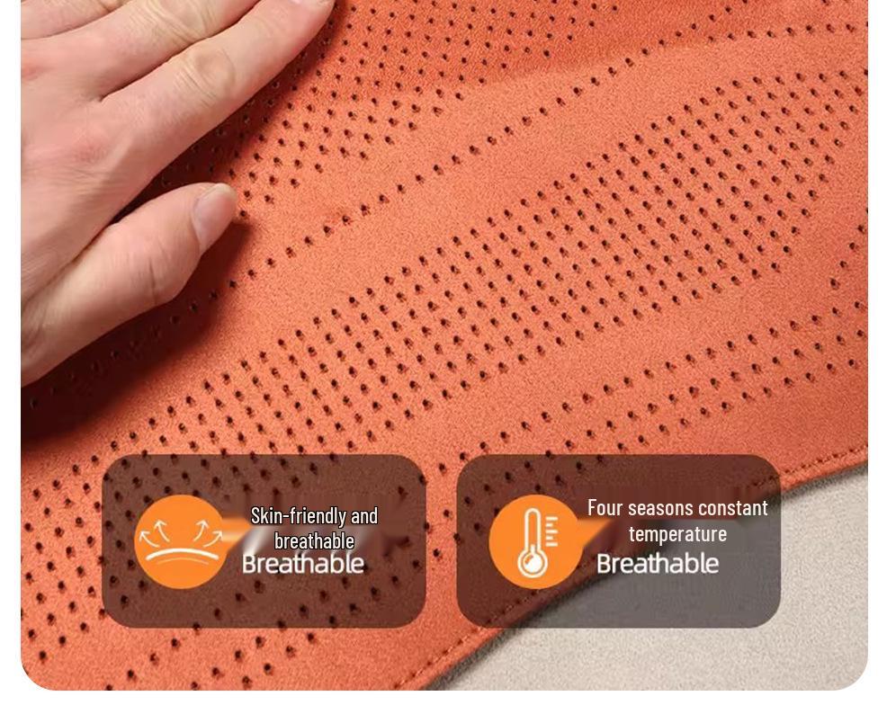 Universal Suede Car Seat Cushion - Breathable, Perforated, All-Season