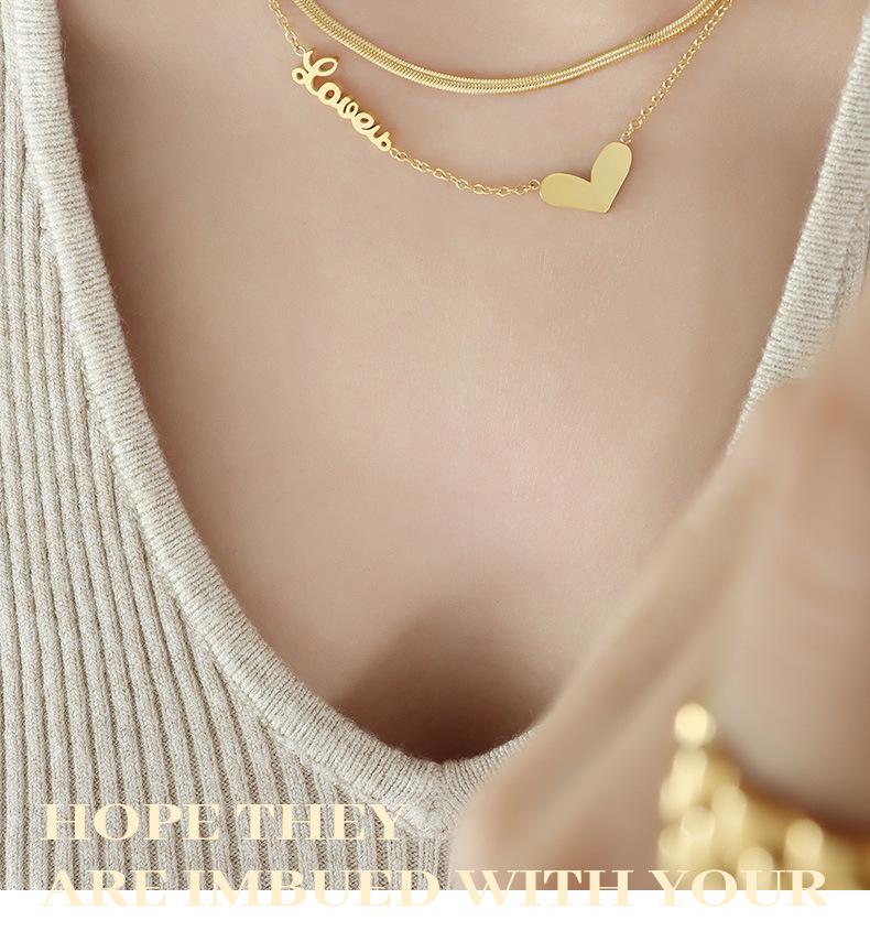 European Double Layer Heart Necklace for Women - Trendy Spicy Girl Clavicle Chain