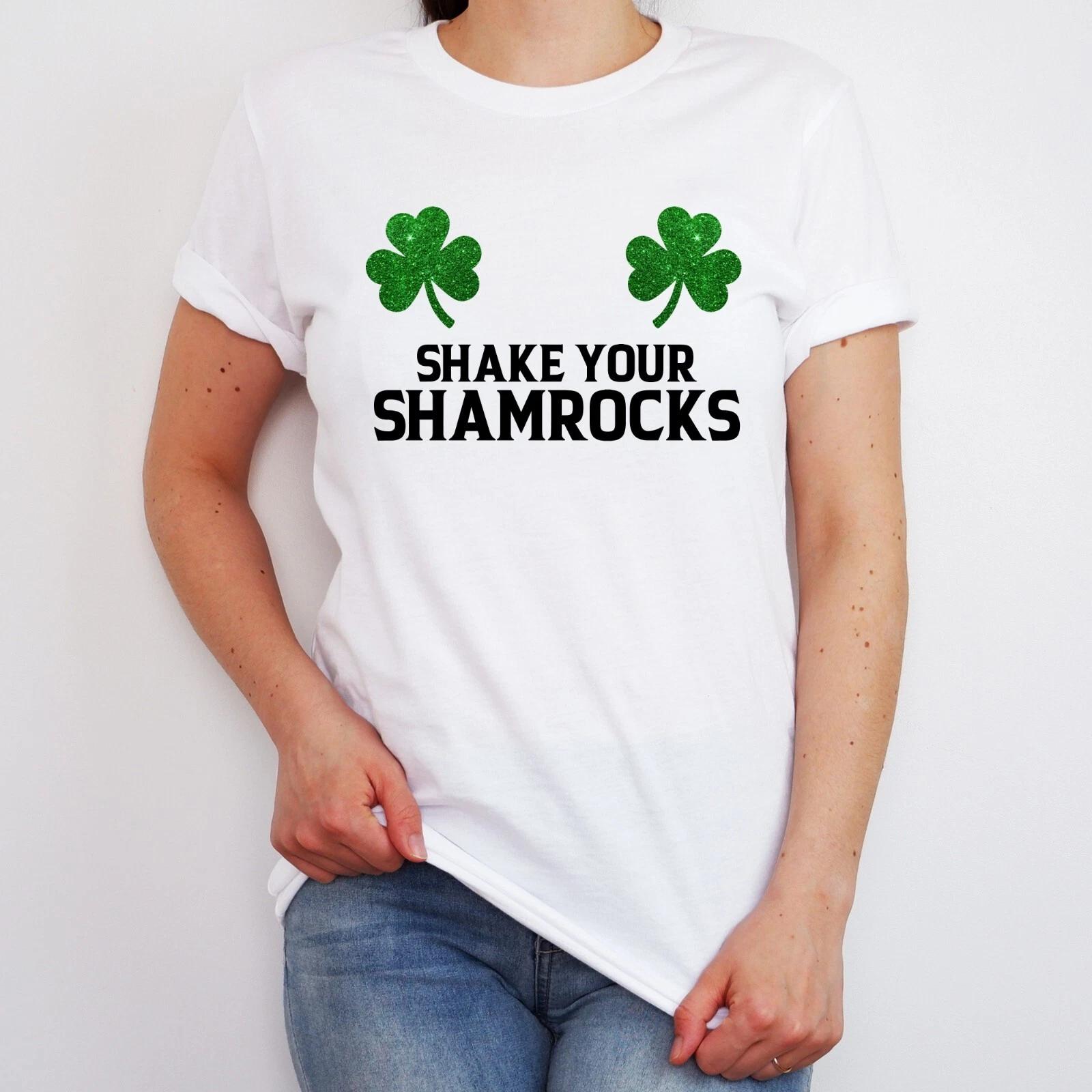 Shake Your Shamrocks T Shirt Irish Party Printed Funny St Patricks Day Women Top XL