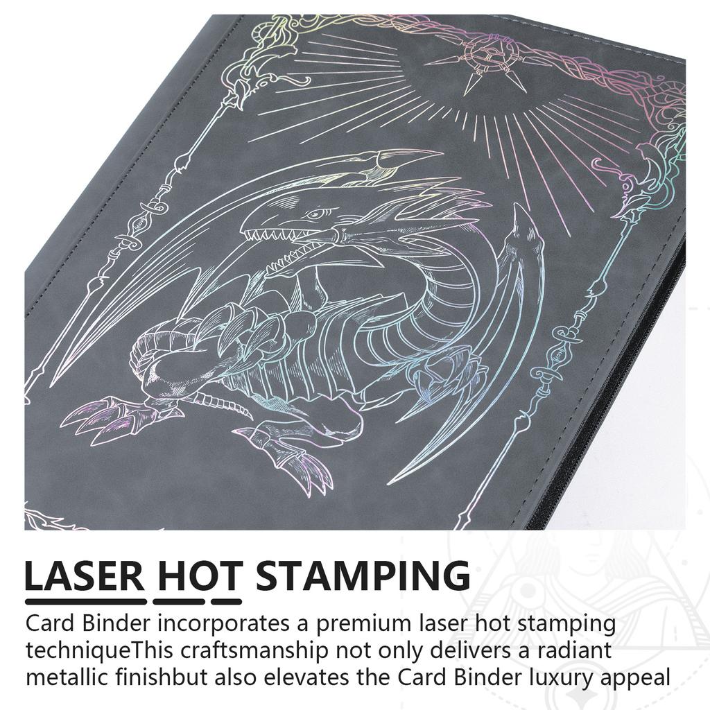 Trading card binder,Ringless Zip laser foiling Binder,540 Double Sided Pocket Collectible Trading Card Albums for yugioh,MTG,
