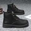 Martin Boots Men's Winter New Warm Men's Shoes British Style Retro Leather Boots Men's Velvet Warm High-top Cotton Shoes