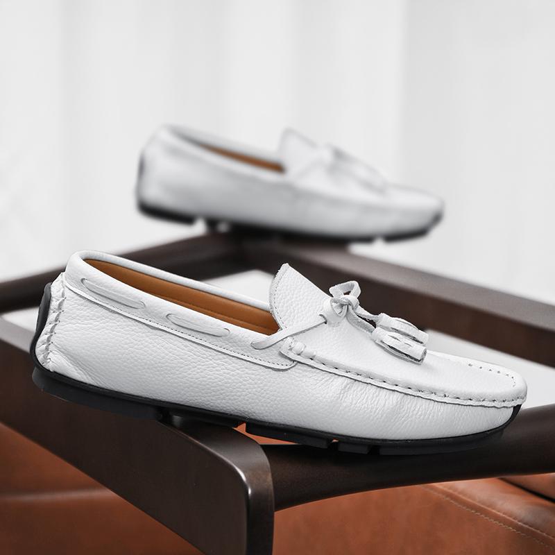 Fashion Comfortable and casual men's driving shoes Gentleman Breathable Versatile  Slip on Casual Wedding Party Office Shoes Flat Bottom