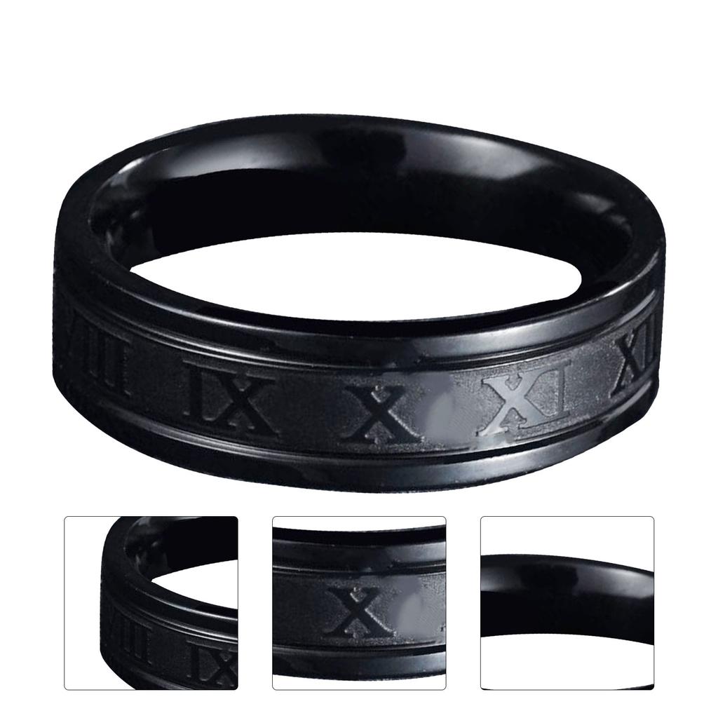Schwarzer Titanstahlring Gefertigt Mode Schlichter Ziffernring für Männer Täglicher Gebrauch 0,7 Zoll Durchmesser