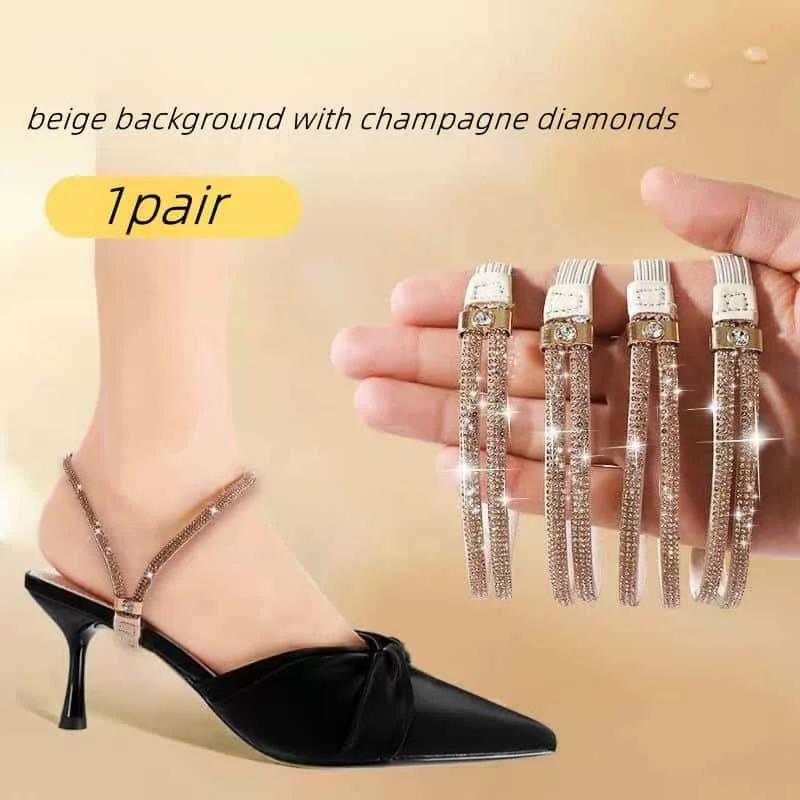 New Dual-purpose Tie Shoelaces, High-heeled Shoes Sandals No Heel Strap No Installation Light Luxury and Adjustable Elasticity