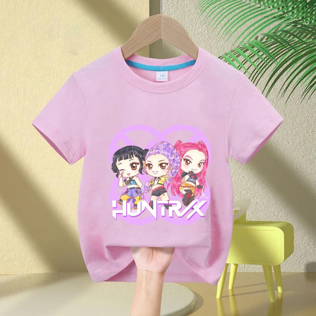 Baby Jenteklær KPop Demon Hunters Trykk Barn T-skjorte Mote Casual Topper 2025 Film Rund Hals Tegneserie Jenter Gutter T-skjorte Casual