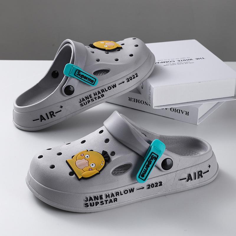 Papuci de plajă pentru bărbați 2025 cu talpă groasă, cu degete închise, antiderapați