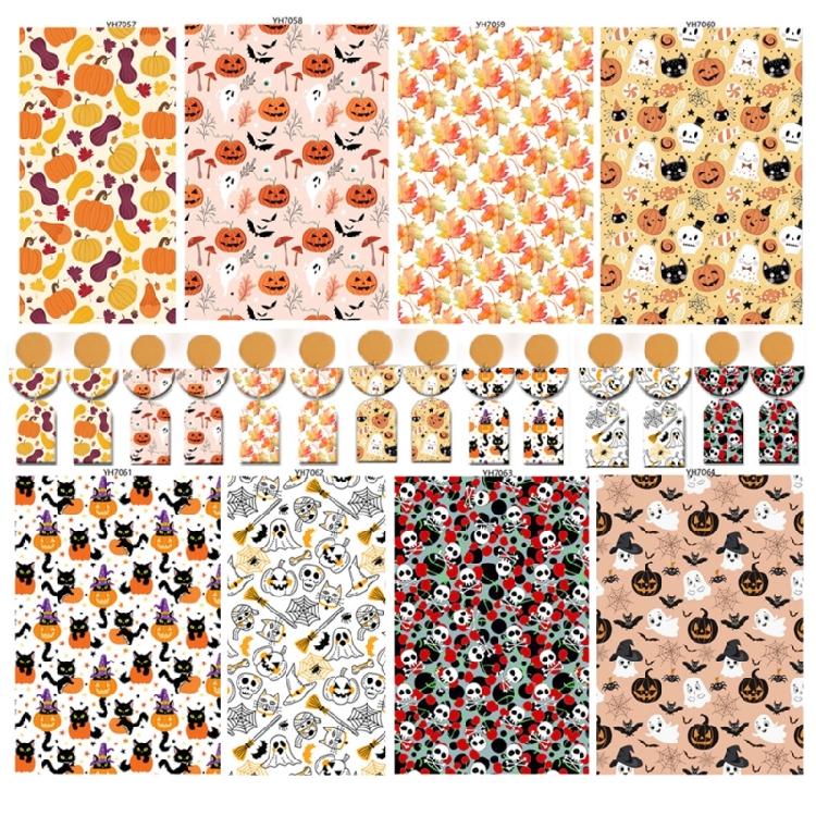 Halloween Water Soluble Stickers, Clay Transfer Paper Water Soluble Clay Transfer Sheet for Clay Earrings Jewelry Making