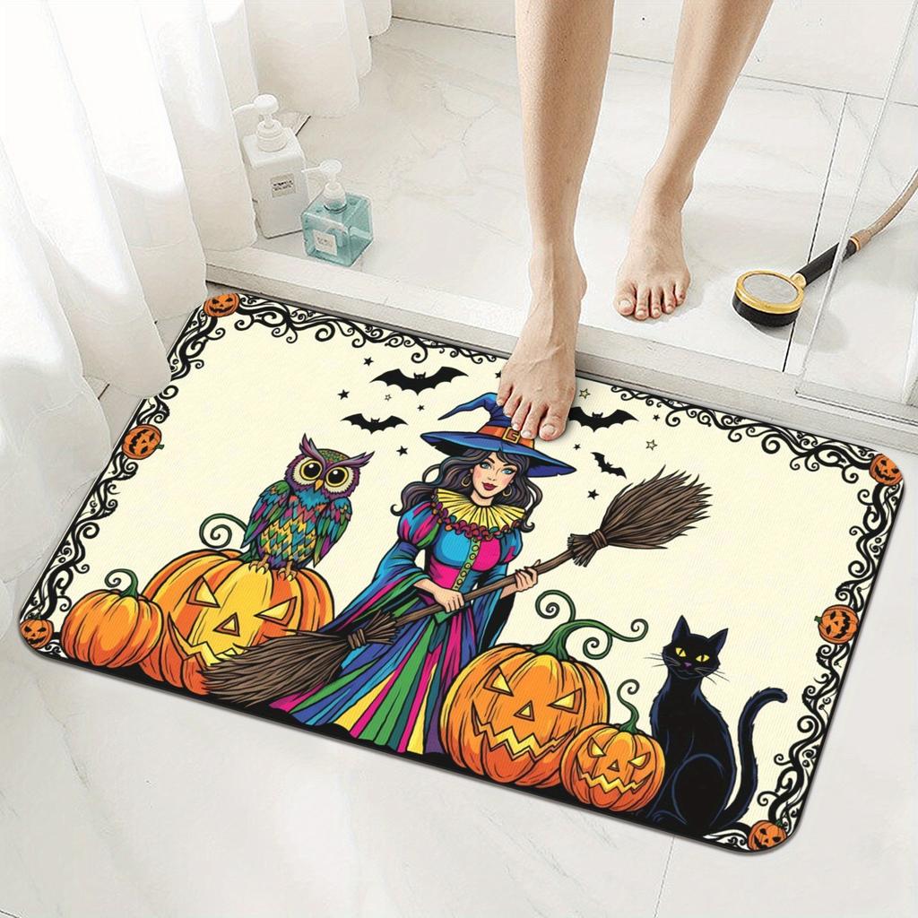 1PC Halloween skull Kitchen Rug Non-Slip Door Mat Pop design Bathroom Rug Bath Mat Carpet for Home Sink Laundry Decor
