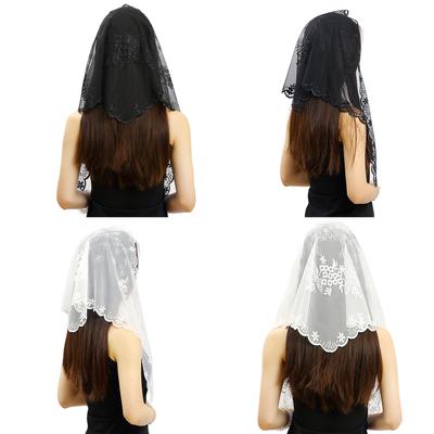 Damen Dreieck Mantilla Schleier Lateinische Messe Katholische Messe Kirchenschleier Spitze Traditionelle Messe Kapellenschleier Stickerei Mantilla