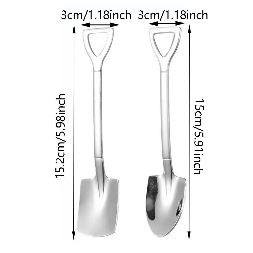 10Pcs Stainless Steel Dessert Spoon Square Head Creative Shovel Spoon Cute Mini Watermelon Spoon Restaurant Use