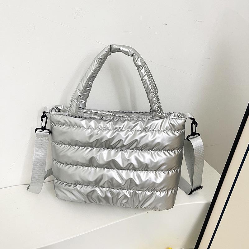 Laminated Winter Tote Bag: Stylish Lightweight Crossbody & Shoulder Women's Down Coat Bag
