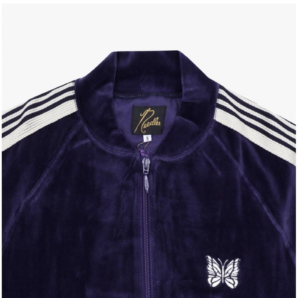 Nåler Menn Velur Ribb Krage Treningsjakke En Marineblå Rw323