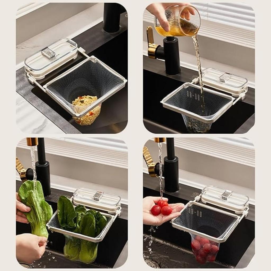 Sink Drainer Suction Cup Sink Strainer Reusable Sink Drain Strainer for Kitchen Food Waste with 50 Pcs Disposable Mesh Bags Foldable Multifunctional