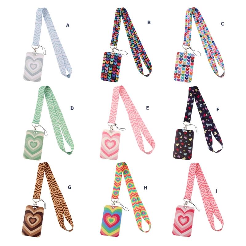 Lanyard mit Kartenetui Herzmuster ABS Kartenhalter Handy-Lanyard Kartenhülle für Arbeit Ausweishalter Buskarte Schlüsselzubehör