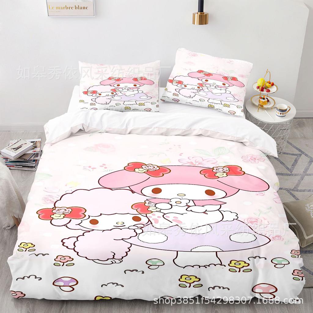 My Melody Bedding Sets Comforter Quilt Bed Cover Duvet Cover Pillow Case 2-3 Pieces Sets Kids Adult Size Cartoon Decoration