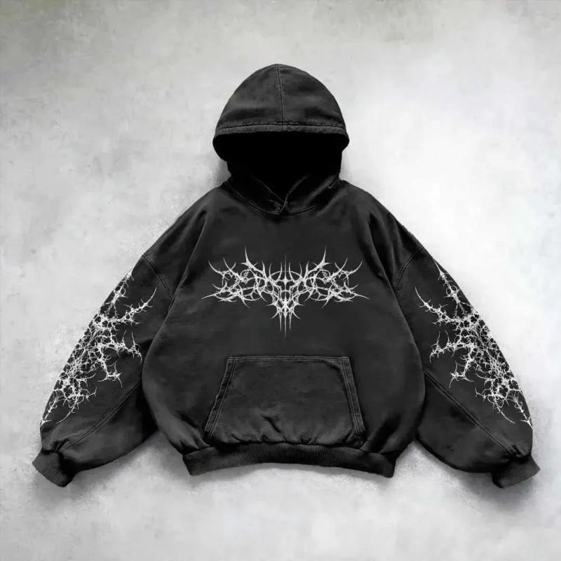 Felpa Streetwear 2026 per Adolescenti Casual Punk Harajuku Hip Hop Gotica con Stampa