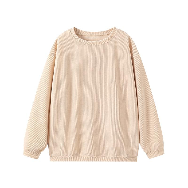 Осень и зима однотонные повседневные пуловеры с капюшоном женские свободные с круглым вырезом модные свитшоты с длинным рукавом для женщин винтажные большие размеры женские с капюшоном 25159 2XL абрикосовый