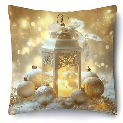 Home Decor Christmas Decorative Pillows With Sparkling Ornaments Pattern Cushion Cover Suitable For Sofa Bedroom Car Pillow