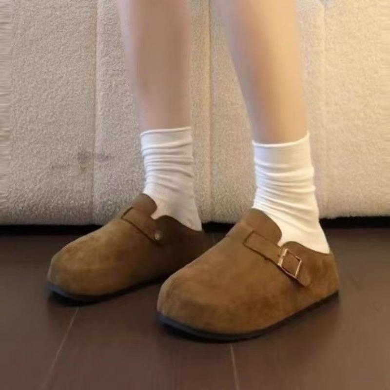 Autumn New Thick-soled Inner Height-increasing Bag Head Half Slippers, Women Wear One-pedal Boken Slippers