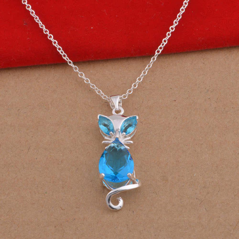 Sterling Silver 925 Fox Diamond Necklace - Korean Style 