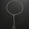 Silver Tone Heart Lariat Necklace, Chunky Cuban Link Choker with Drop Pendant for Women