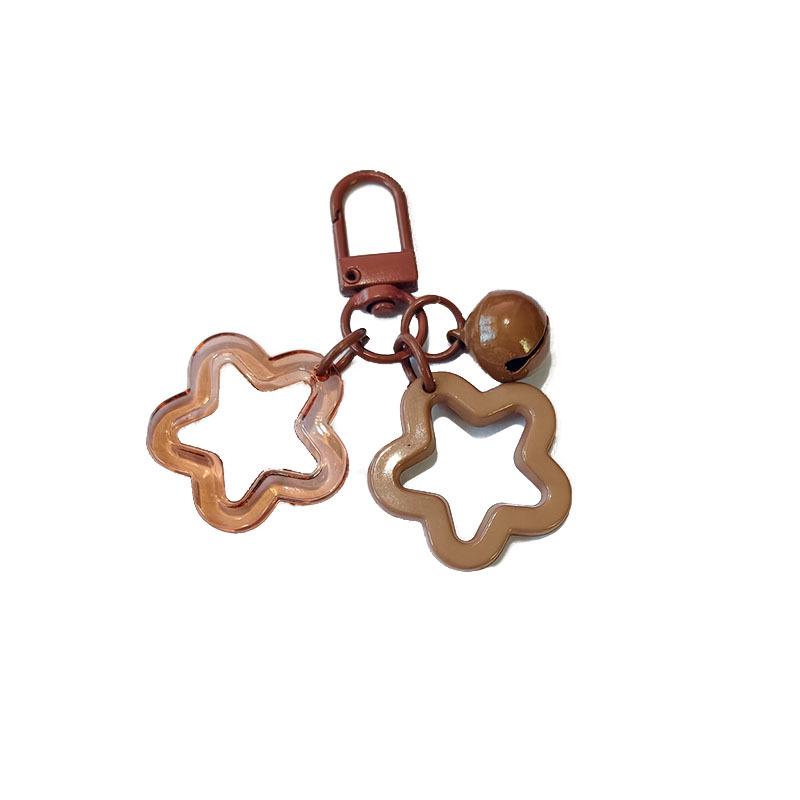 Colorful Handmade Double Star Keychain with Bell Ornaments - DIY Women's Bag Decoration