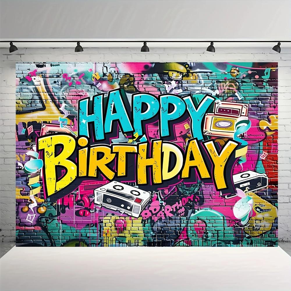 Graffiti Style Vibrant Birthday Background Urban Retro Style Birthday Party Carnival Family Gathering Photography Background