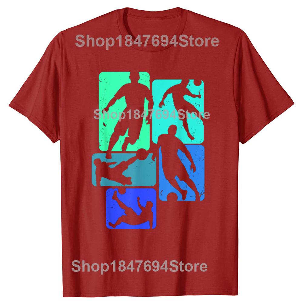 Funny Soccer Player Retro Boys Graphic T-shirts Tshirt Men Women's Fashion Casual Oversized 100% Cotton Sports T Shirt