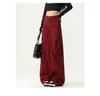 Women's Retro High-Waist Red Wide-Leg Jeans - Slimming, Versatile & Trendy