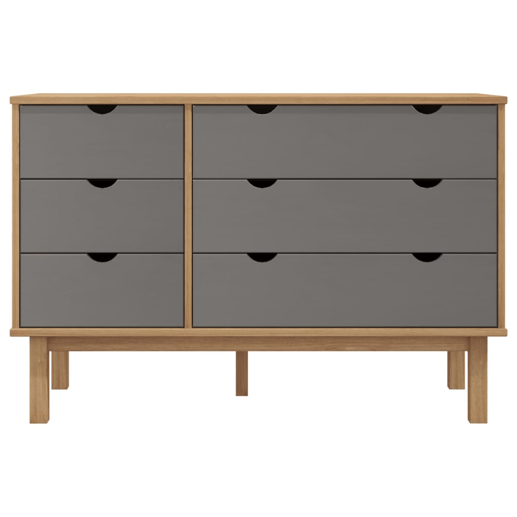 Vidaxl Szafka Z Szufladami Otta, Brązowo-Szara 111X43X73,5 Cm, Sosna
