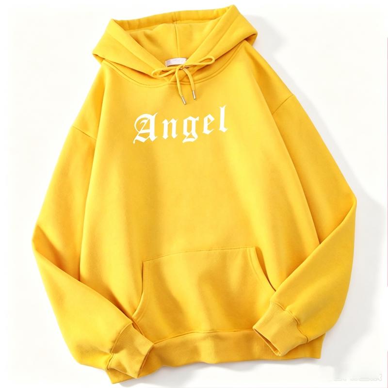 Felpe con cappuccio Angel Creativity Letter Printing Uomo Divertente Felpa alla moda Novità Spalla Drop Abbigliamento Felpa con cappuccio Harajuku da uomo