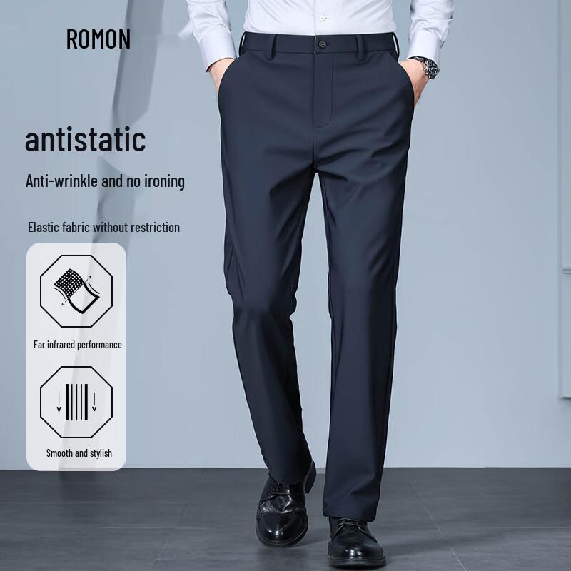 

Romon Men s Thick Anti-Static Business Casual Straight-Leg Pants 42